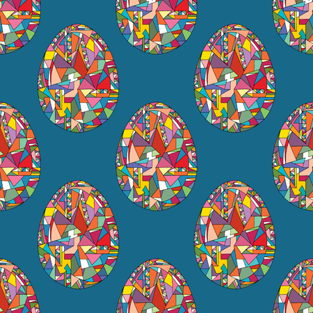 Easter eggs vector seamless pattern. Hand drawn abstract spring holidays texture in modern style for surface design, textile, wrapping paper, wallpaper, phone case print, fabric.のイラスト素材
