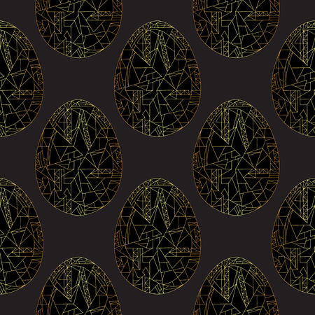Easter eggs golden vector seamless pattern. Hand drawn abstract spring holidays background in modern style for surface design, textile, wrapping paper, wallpaper, phone case print, fabric.のイラスト素材