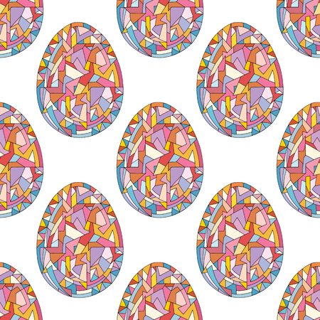 Easter eggs vector seamless pattern. Hand drawn abstract spring holidays background in modern style for surface design, textile, wrapping paper, wallpaper, phone case print, fabric.のイラスト素材