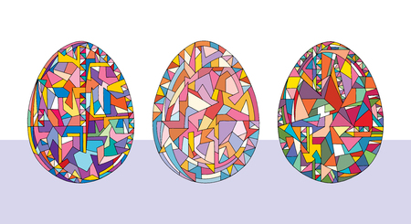 Easter eggs set vector illustrations. Hand drawn abstract holidays collection of objects in contemporary style.のイラスト素材