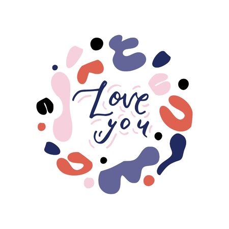 Mommy quote -Love you - hand  lettering vector set.Baby Nursery and Bedroom poster. Calligraphy Quote for your designs: apparel,t shirts,bags,posters,merch, fabric, wall design.のイラスト素材