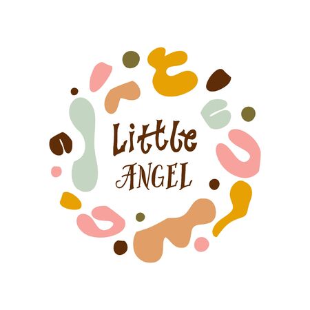Mommy quote - Little angel - hand  lettering vector set.Baby Nursery and Bedroom poster. Calligraphy Quote for your designs: apparel,t shirts,bags,posters,merch, fabric, wall design.のイラスト素材