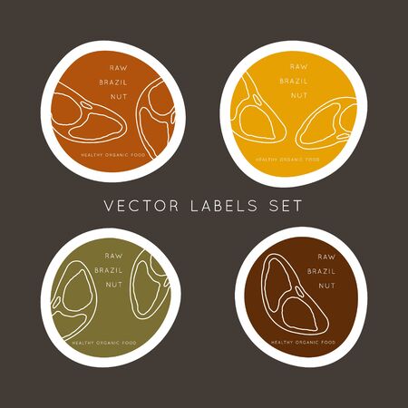 Brazil Nut Vector logo design templates set with nut icon in linear style. Abstract emblem for organic shop, healthy food store or 
vegetarian cafe.のイラスト素材