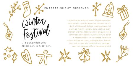 Christmas Holiday Market lettering template. Unique vector script saying poster. Custom typography print for t shirts,bags,posters,merch,banners. Winter Holiday season decorations.のイラスト素材