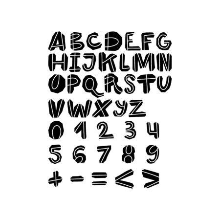 Vector bold alphabet. Paper cut decorated shapes. Vector Font set. 
Ideal for kids nursery, wall art, textile design and DIY.のイラスト素材