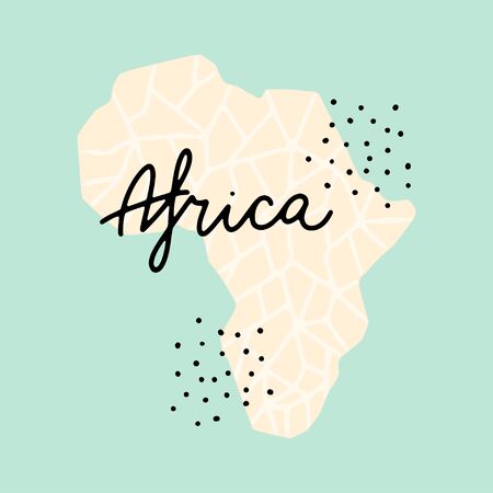 Africa Continent Map. Vector illustration. Hand painted Premade concept made in funny doodle style. Cartography for cards, banners and merch design.のイラスト素材