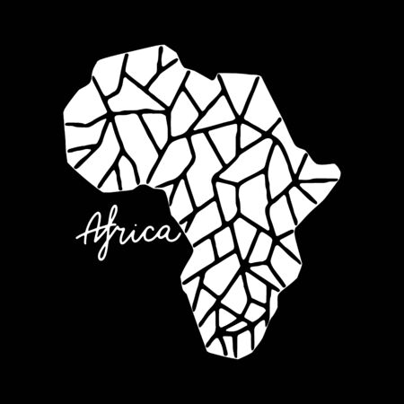Africa Continent Map. Vector illustration. Hand painted Premade concept made in funny doodle style. Cartography for cards, banners and merch design.のイラスト素材