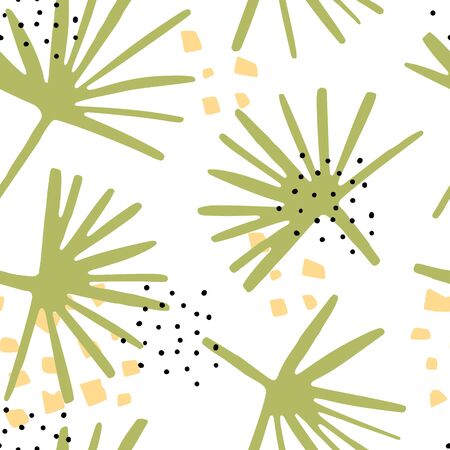 African Plants vector seamless pattern. Collection of hand drawn elements made in doodle style. Endless silhouette background package, t-shirts, merch design.のイラスト素材