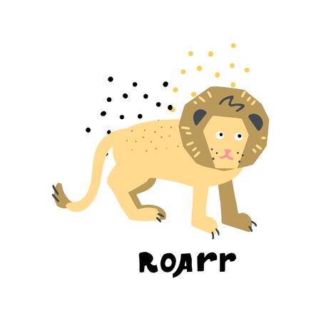 African safari vector set. Hand lettering quote - ROARR - with different illustrations around. Unique poster for your designs:t-shirts,bags,posters,merch.のイラスト素材