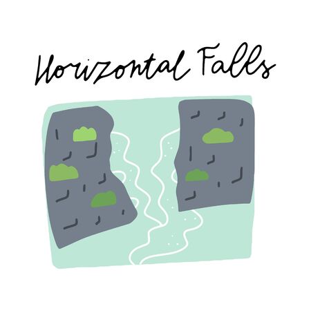 Australian Landmark vector illustration. Vector isolated clipart. Kids design poster. Drawing in scandinavian style. Handwritten lettering.のイラスト素材