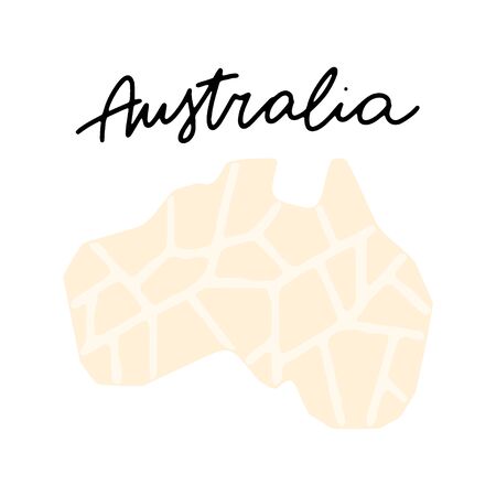 Drawn Map of Australia  illustration design. Kids design poster. Geography drawing in scandinavian style. のイラスト素材
