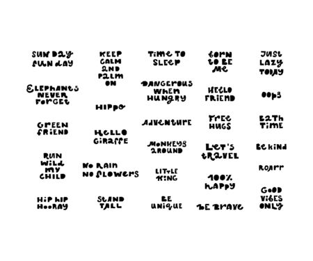 Hand drawn motivational lettering quotes collection. Bundle of positive motivation posters. Custom designs of inspirational quotes. Vector calligraphy set.のイラスト素材