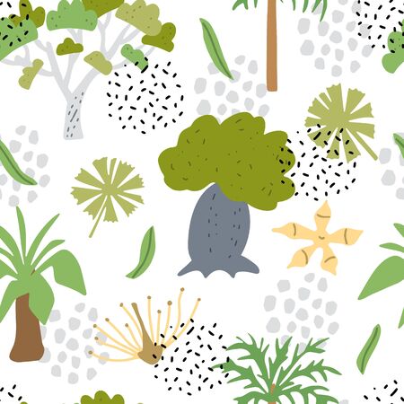 Australia hand drawn color vector seamless pattern. Scandinavian illustration. Wrapping paper, textile, background fill.のイラスト素材