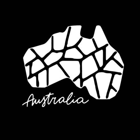 Drawn Map of Australia  illustration design. Kids design poster. Geography drawing in scandinavian style. のイラスト素材