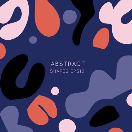 Collage style Fluid organic geometry shapes background. Modern and original textile, wrapping paper, wall art design. Social media mockup. Promotion square web banner for mobile apps.のイラスト素材