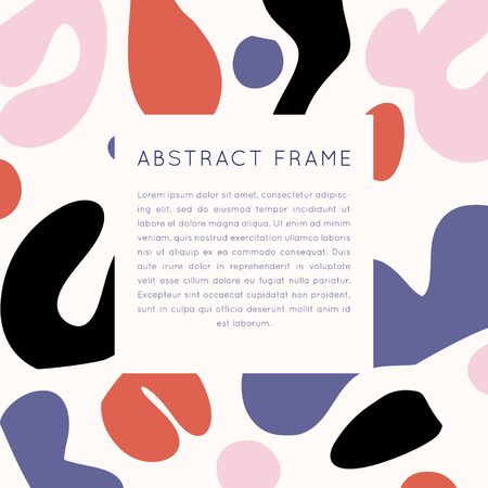 Collage style Fluid organic geometry shapes background. Modern and original Vector handdrawn isolated square concept. Round frame premade design. Social media mockup. のイラスト素材