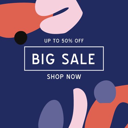 Big Sale banner template for social media. Feminine abstract background. Fluid moder style.のイラスト素材