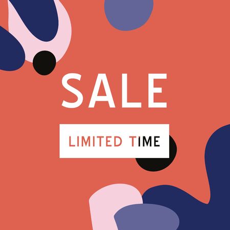 SaleLimited Time banner template for social media. Feminine abstract background. Fluid moder style.のイラスト素材