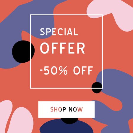 Special Offer Sale banner template for social media. Feminine abstract background. Fluid moder style.のイラスト素材