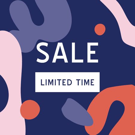 SaleLimited Time banner template for social media. Feminine abstract background. Fluid moder style.のイラスト素材