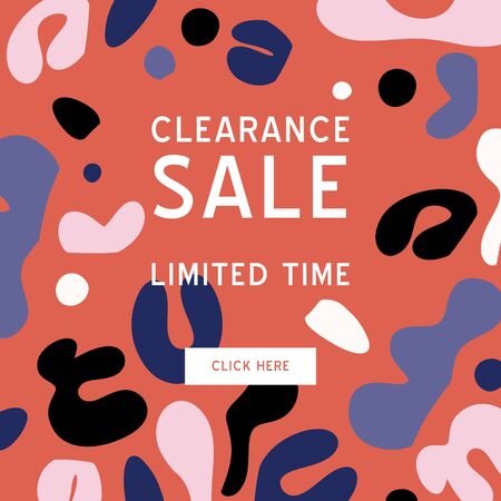 Clearance Sale banner template for social media. Feminine abstract background. Fluid moder style.のイラスト素材