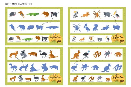 Scandinavian design Funny maze for children. Find the correct shadow educational game for kids. Vector learning 
collection.のイラスト素材