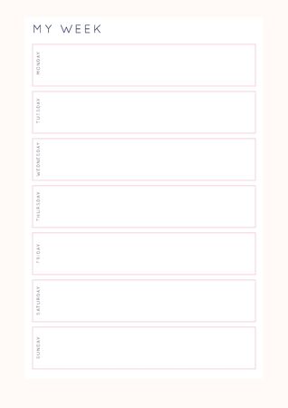 Set of minimalist abstract planners. Weekly planner template. Blank printable vertical notebook page with space for notes and goals. Business organizer. Paper sheet size A4.のイラスト素材