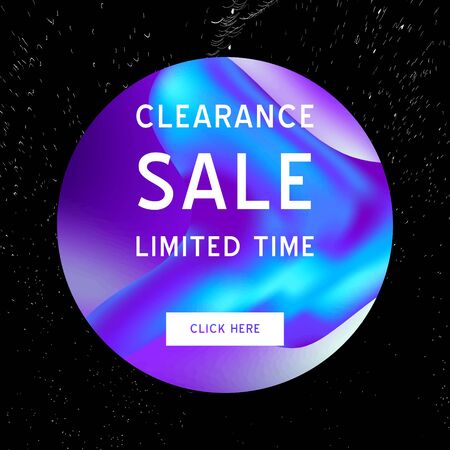 Vector Iridescent holographic fluid texture in vibrant gradient colors.Sale banner template for social media.Marbled ink Trippy image.Synthwave/retrowave/vaporwave neon aesthetics.Blue,black,purple,whiteのイラスト素材