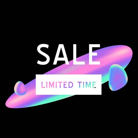 Vector Iridescent holographic fluid texture in vibrant gradient colors.Sale template for social media.Marbled ink Trippy image.Synthwave/retrowave/vaporwave neon aesthetics.Blue\pink\green\purpleのイラスト素材