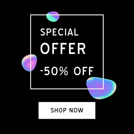 Vector Iridescent holographic fluid texture in vibrant gradient colors.Sale template for social media.Marbled ink Trippy image.Synthwave/retrowave/vaporwave neon aesthetics.Blue\pink\green\purpleのイラスト素材