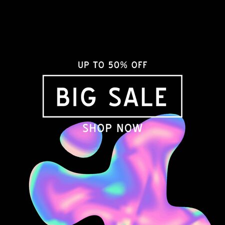 Vector Iridescent holographic fluid texture in vibrant gradient colors.Sale template for social media.Marbled ink Trippy image.Synthwave/retrowave/vaporwave neon aesthetics.Blue\pink\green\purpleのイラスト素材