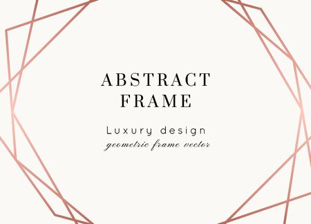 Vector modern wedding invitation template. Art Deco geometric frame.Polygon luxury classy Rose Gold on white design background.Pink brochure, flyer, cover, poster, card, logo, business identity style.のイラスト素材