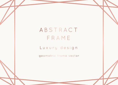 Vector modern wedding invitation template. Art Deco geometric frame.Polygon luxury classy Rose Gold on white design background.Pink brochure, flyer, cover, poster, card, logo, business identity style.のイラスト素材