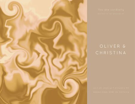 Vector rose brown marble modern wedding invitation template.Luxury classy fluid design.Brochure, flyer, cover, poster, card,menu, business identity style.のイラスト素材