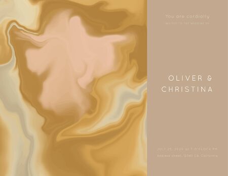 Vector rose brown marble modern wedding invitation template.Luxury classy fluid design.Brochure, flyer, cover, poster, card,menu, business identity style.のイラスト素材