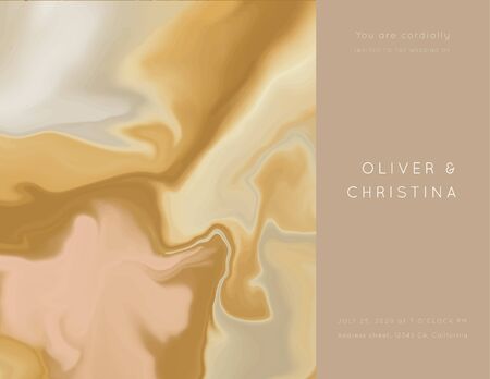 Vector rose brown marble modern wedding invitation template.Luxury classy fluid design.Brochure, flyer, cover, poster, card,menu, business identity style.のイラスト素材