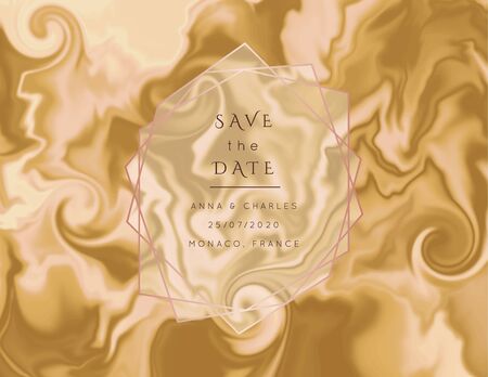 Vector rose brown marble modern wedding invitation template.Luxury classy fluid design.Brochure, flyer, cover, poster, card,menu, business identity style.のイラスト素材