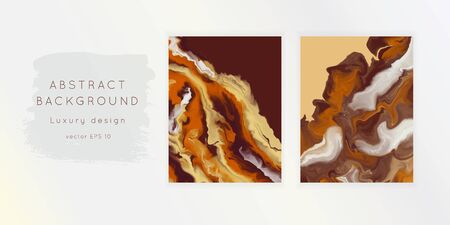 Coffee  brown marble abstract background templates set.Modern and original liquid texture.Good for design covers, presentation, invitation, flyers, posters, business cards and social media.のイラスト素材