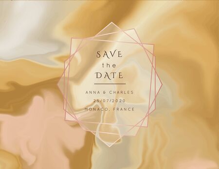 Vector rose brown marble modern wedding invitation template.Luxury classy fluid design.Brochure, flyer, cover, poster, card,menu, business identity style.のイラスト素材