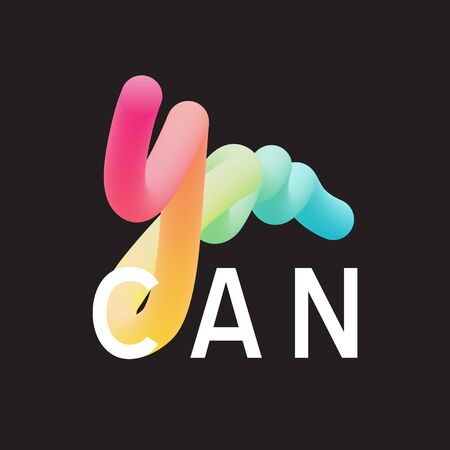 You can quote.3d gradient bubble lettering.Vibrant minimal shape.Liquid color path.Neon Tube Hand-Drawn vector illustration. Futuristic style vector 10 EPS.のイラスト素材