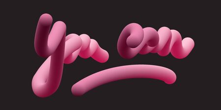 You can quote.3d gradient bubble lettering.Rose glossy minimal shape.Liquid color path.Pink Tube Hand-Drawn vector illustration. Sweet candy style vector 10 EPS.のイラスト素材
