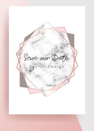 Marble geometry shape Wedding Invitation. Modern luxury vector design template.のイラスト素材
