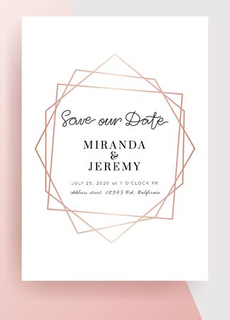 Geometry shape Wedding Invitation. Modern luxury vector design template.のイラスト素材
