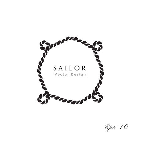 Nautical rope vector icon.Sea and ocean symbol black isolated element.Template for logo or branding.Sailor cruise, yacht club, business identity, menu, card design.のイラスト素材