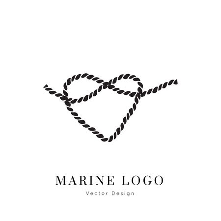 Nautical rope vector icon.Sea and ocean symbol black isolated element.Template for logo or branding.Sailor cruise, yacht club, business identity, menu, card design.のイラスト素材