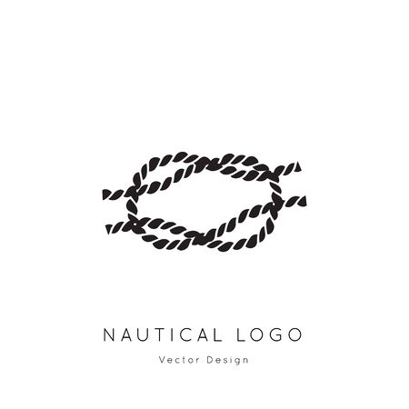 Nautical rope vector icon.Sea and ocean symbol black isolated element.Template for logo or branding.Sailor cruise, yacht club, business identity, menu, card design.のイラスト素材