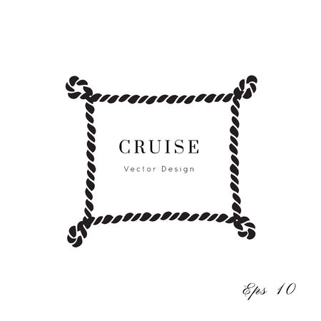 Nautical rope vector icon.Sea and ocean symbol black isolated element.Template for logo or branding.Sailor cruise, yacht club, business identity, menu, card design.のイラスト素材