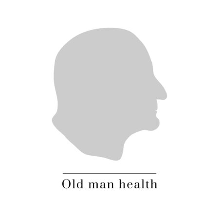 Old man vector.Senior health problems poster template.Grandfather silhouette isolated. Medicine handdrawn llustration made in doodle style, colourful design.のイラスト素材