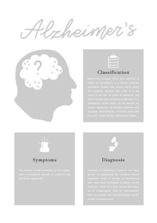 Alzheimer's disease vector poster.Senior health problems template.Grandfather silhouette isolated. Medicine handdrawn llustration made in doodle style, colourful design.のイラスト素材