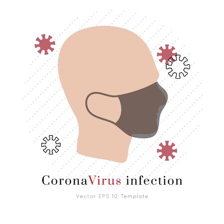 corona virus design template. Medical  handdrawn vector illustration made in flat doodle style.Pandemic risk concept.のイラスト素材